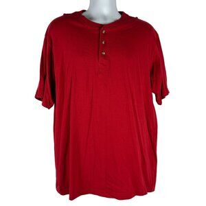 Falls Creek Mens Red Henley T-Shirt Size L 100% Cotton Made In Pakistan